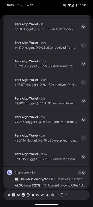 The image shows an open cell phone screen displaying a list of transactions, including Pero Algo Wallet transactions. The text on the screen reads "Pero Algo Wallet" and "received from 2", indicating that someone has sent money through this wallet service. The phone is positioned in such a way that it appears to be turned off or not actively being used at the moment.