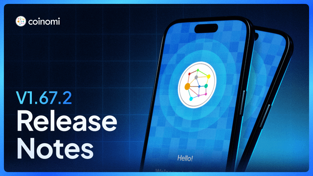 The image features a blue cell phone with an overlay of text that reads "This one's for the $XMR community." The text suggests that the release notes are intended for users who have feedback or suggestions about the new version, including changes made in the Monero and Hello! features. Additionally, it hints at improvements being made to the release process itself. The post is also tagged as a Coinomi release note, indicating that the content has been curated by this platform.