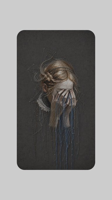 The image features a woman's face with her eyes closed, as if she is crying or expressing sadness. The background of the image is black, which contrasts with the white frame surrounding the photo. The caption below the image reads "Sorrow #TEZOSTUESDAY objkt.com/tokens/KT1VQDc". This suggests that the image might be related to a post about feelings or emotions on social media platforms like Instagram.