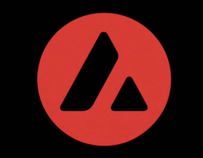 The Avalanche (AVAX) cryptocurrency logo, consisting of a black stylized 'A' inside a red circle on a black background.