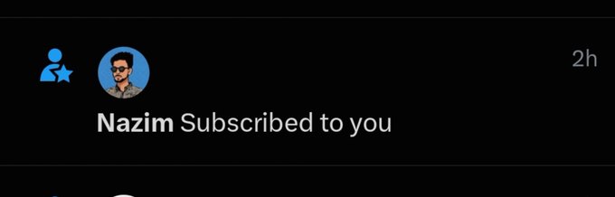 A YouTube notification showing 'Nazim Subscribed to you' with a timestamp of 2h.