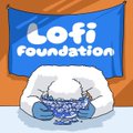 The image features a cartoon character, likely a white snowman or an animal with a white body and face, sitting at a table holding a blue bowl filled with food. The background of the image shows a blue banner that says "LOFI Foundation". This suggests that the image is related to the LOFI Foundation's work in providing clean water to communities around the world.