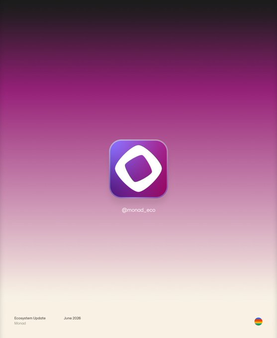 The image features an app icon with a purple square shape and a white border, which is located at the top center of the frame. The background color of the image is a gradient from light pink to dark purple, creating a visually appealing contrast for the app icon. Below the app icon, there's text that reads "©Monad Updated June 20, 2019". This information suggests that the app has been updated and is now available on the App Store.