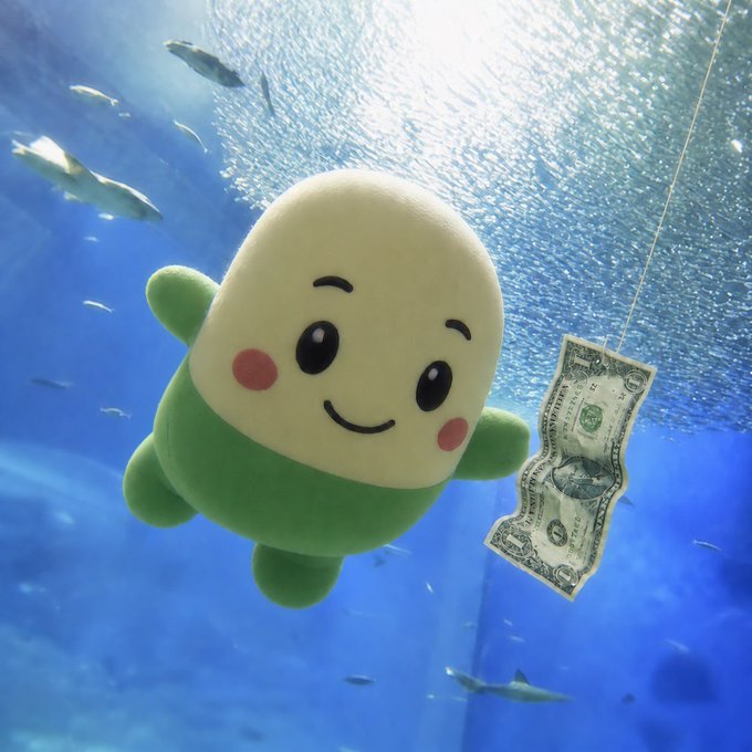 A cute green plush mascot (resembling the Wojak/Doge character associated with $cupsey) floats underwater alongside a one-dollar bill, symbolically reinforcing the post's playful affirmation of conviction in the $cupsey meme coin.