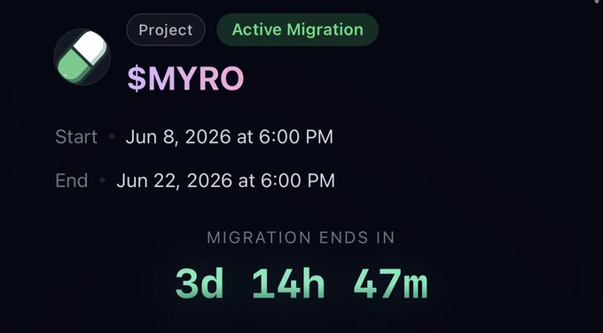 In the image, there is a black background with a summary of information about migrating a project onto Myro. The summary states that only 4 days' worth of migration has been done and provides details on how to proceed. It also highlights that this information was gathered at 6 am. This text indicates that the time frame for the migration process started at June 8, 2026, and ended 3 days later at 18:00.