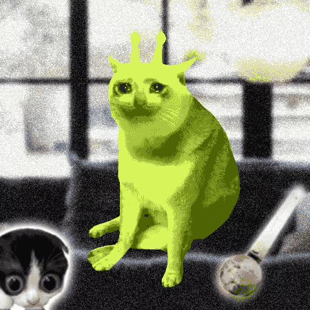 The image features a green, alien-like cat with antennae sitting prominently in the center, with a smaller black and white kitten in the corner, tying into the "Cashcats NFT" theme that represents the Robinhood Chain as mentioned in the post.