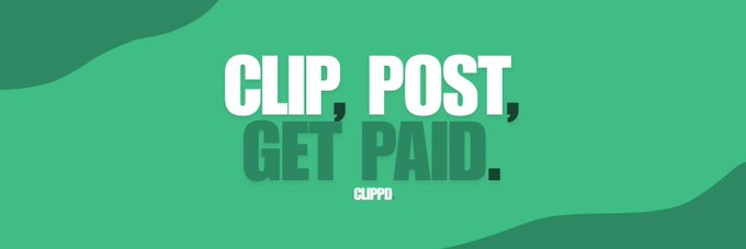 A green graphic with bold white text reading 'CLIP, POST, GET PAID.' with 'CUPPO' written below it.