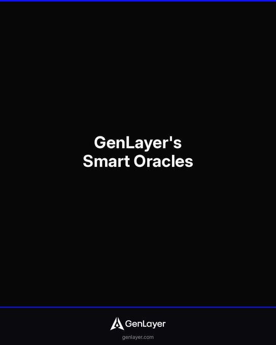 Black title slide for GenLayer's Smart Oracles presentation, displaying the GenLayer logo and the URL genlayer.com at the bottom.