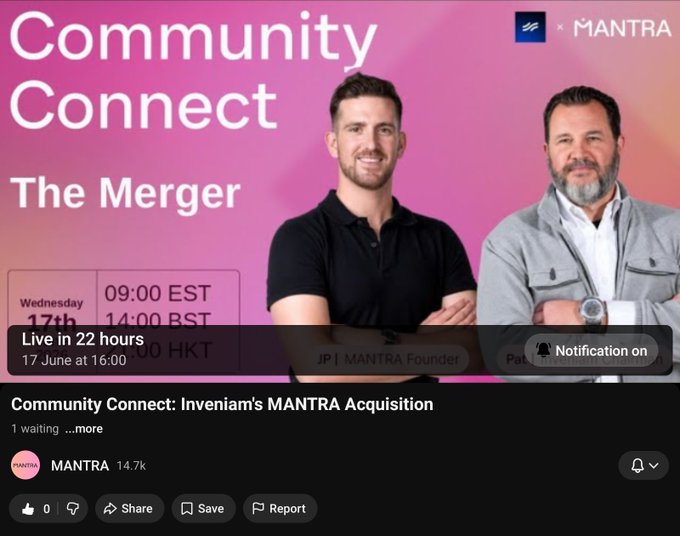 The image shows a social media post about an event related to community connection. The post features two men standing next to each other with their arms crossed, smiling at the camera. They are positioned against a pink background that says "Community Connection" on top of it. Below them is a banner displaying the event details and a link to the event page.