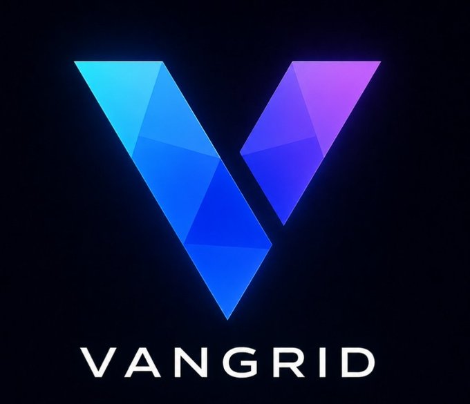 The VANGRID logo, featuring a stylized geometric 'V' in shades of blue and purple on a black background.