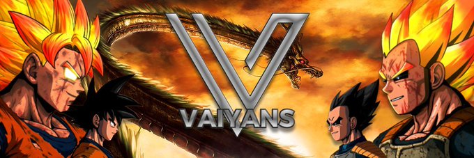 The image features a stylized "V VAIYANS" logo flanked by two Super Saiyan warriors resembling Dragon Ball characters, with a golden dragon in the background, visually tying into the post's warrior-themed promotion of the $VENI token and VeChain ecosystem upgrades like BetterSwap pools.