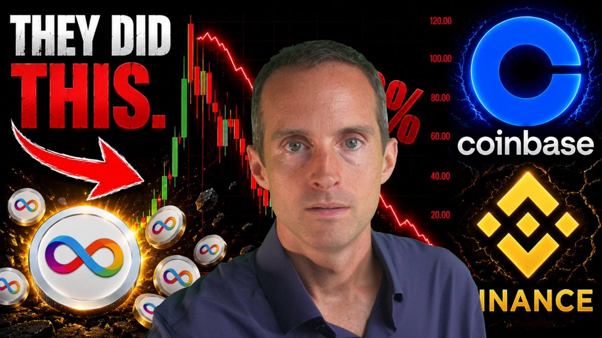In the image, a man wearing a blue shirt is shown looking at the camera while surrounded by various charts and logos for coinbases and trading platforms like Coinbase and Binance Rugged, with price charting logos such as 1.86. This suggests that there might be some discussion or analysis of cryptocurrency prices in the post.