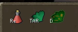 The image shows three stylized icons—a red potion labeled "Re", a green leaf labeled "TAR", and a bush labeled "D"—which together spell out "RETARD" when read in sequence. The caption humorously confirms the suspicion in the post that these seemingly random game sprites form a hidden, offensive acronym.