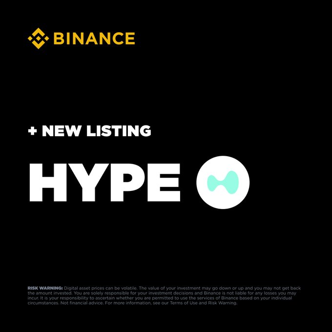 A Binance promotional graphic announcing a new HYPE token listing, displayed against a black background with the Binance logo at top and a risk warning disclaimer at bottom.

The image illustrates the post's point about Binance's declining influence—the announcement of yet another token listing is being dismissed as irrelevant, reflecting how the exchange's repeated failures to protect users (referenced as "10/10," alluding to the October 10, 2025 market crash) have eroded trust and made such promotional content meaningless to the crypto community.