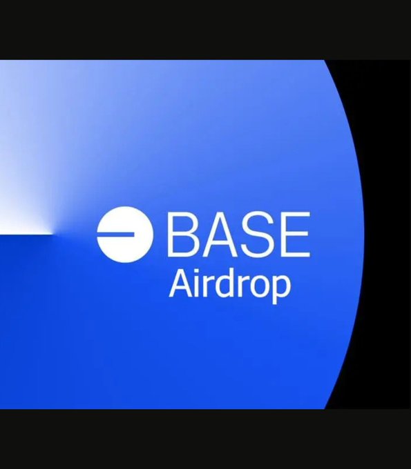 The image features a blue circle with white text that reads "BASE Airdrop" written in white letters. The background of the image is black, which contrasts with the blue circle and makes the text stand out.