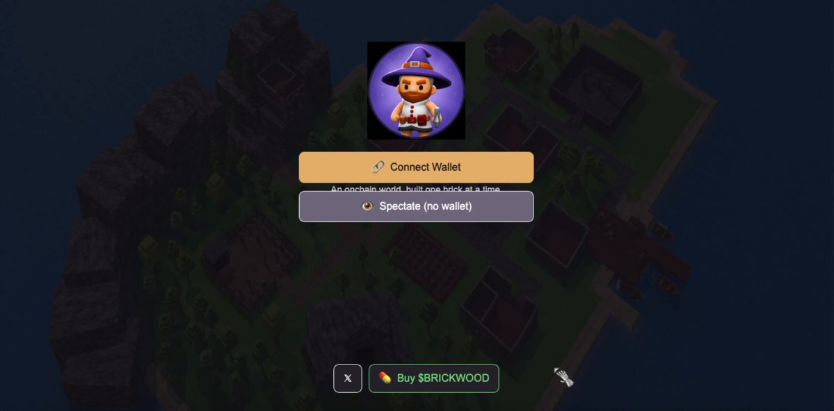 The image features a screenshot of a Minecraft game interface displayed in a desktop mode with a purple screen background. On the right side of the screen, there's a small cartoon icon that reads "Connected Water", possibly a character or part of the game world they are playing. Below this, there's an overlay text providing information about a multiplayer online game called BRICKWOOD where players interact and trade within their in-game economy to survive the virtual world. The post encourages players to connect their Spectra Wallet (a virtual currency system) to access the Trenches, a part of the game known for its farming activities like growing crops and raising animals. Players can also cash out if they've collected a significant amount of items or earned enough gold in the game.