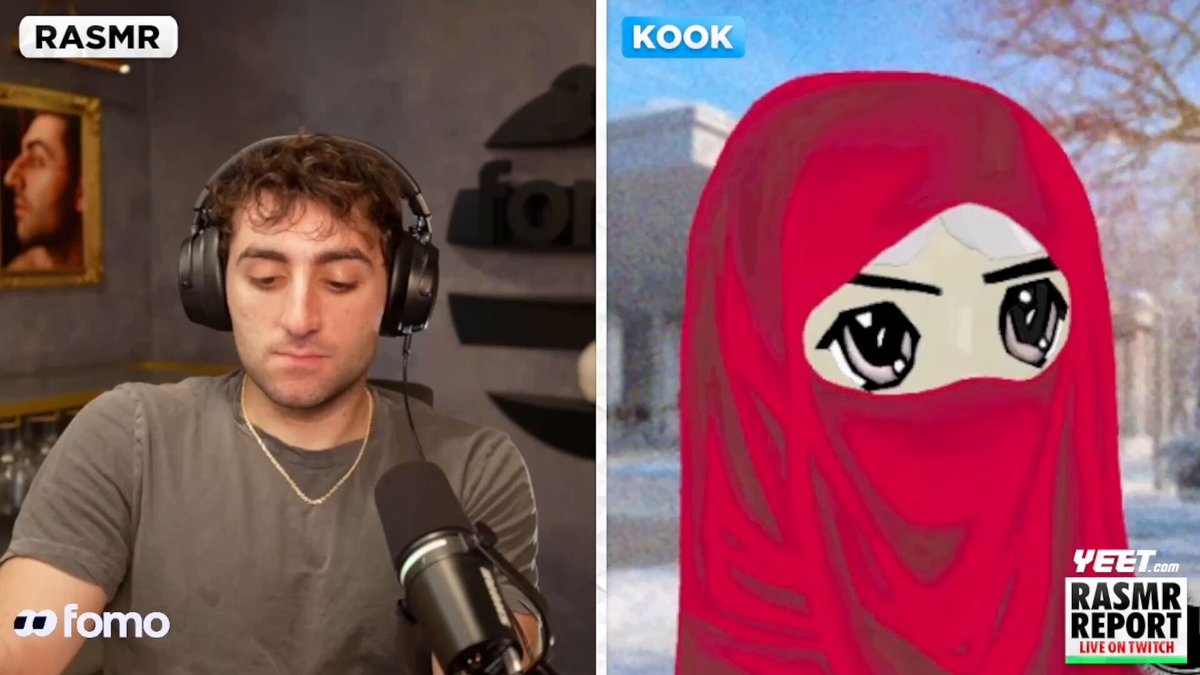 The image features two cartoon characters with different head coverings - one wearing a red scarf and the other wearing a hijab or burka. The caption below the image reads "Kook explains why the Hyperliquid x Circle deal is way bigger than people think". This statement suggests that the characters are discussing the size of the deal, possibly comparing it to something more relatable like the size of a head covering.