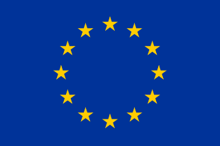 European Union flag featuring the iconic circle of twelve yellow stars on a blue background.