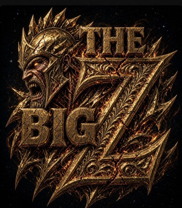 A heavy metal-style album cover or logo reading 'THE BIG Z' featuring a spiked armored skull.