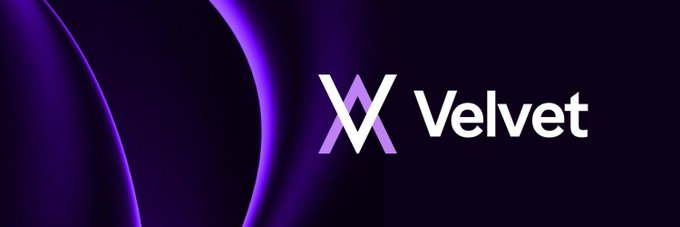 A dark purple banner featuring the "Velvet" logo with a stylized "V" symbol on the left and the brand name in white text on the right, promoting a Velvet Capital campaign where 2.7 million $VELVET tokens will be distributed to users on August 10.