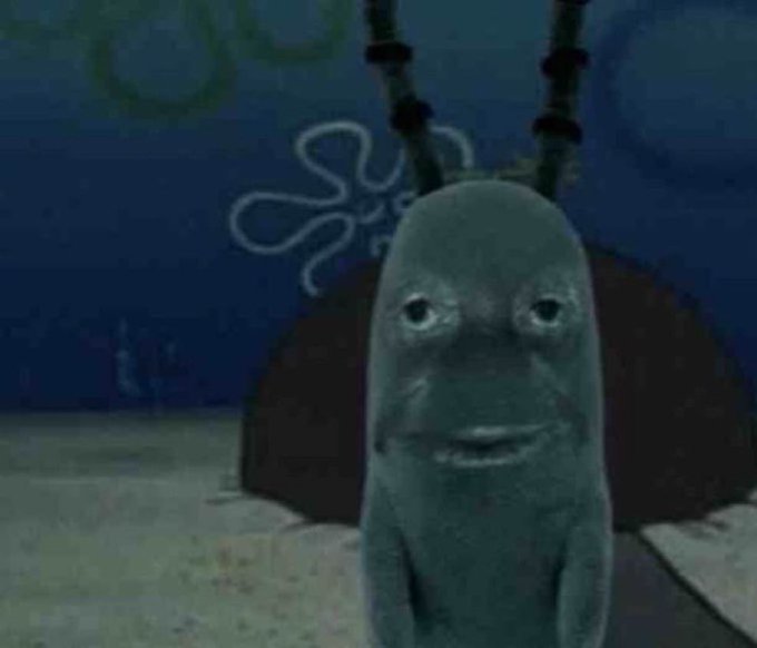 A green fish character with long antennae and a grumpy expression from the animated show SpongeBob SquarePants.