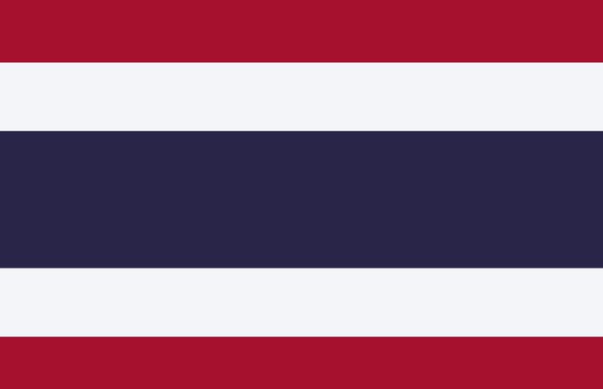 The national flag of Thailand, featuring horizontal stripes of red, white, and blue.