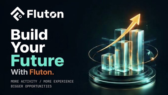A promotional graphic for Fluton features the text 'Build Your Future With Fluton' and 'MORE ACTIVITY / MORE EXPERIENCE BIGGER OPPORTUNITIES' next to a glowing bar chart with an upward arrow.
