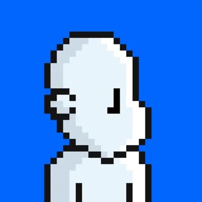 A pixel art image of a bald, gray figure shown in profile against a blue background, resembling the iconic Famicon Disk System error screen.