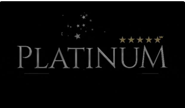 A black background image featuring the word 'PLATINUM' in silver text accompanied by five gold stars, resembling a luxury membership tier or credit card design.