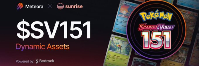 The image features a poster or advertisement with various Pokemon cards scattered throughout its background, including a circle of Pokémon cards positioned at $SV151 and "Minecraft" cards in the bottom right corner. The text on the image reads: "A community member just added a banner image for $SV151 on Moby". This suggests that someone has posted or edited the content to display an exciting promotion involving Pokemon and Minecraft.