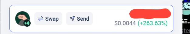 A wallet interface displays a profile with "Swap" and "Send" buttons, showing a token valued at $0.0044 with a +263.63% gain, aligning with the post's claim that $JOFF has surged roughly 3.5x in 14 hours on HyperEVM.