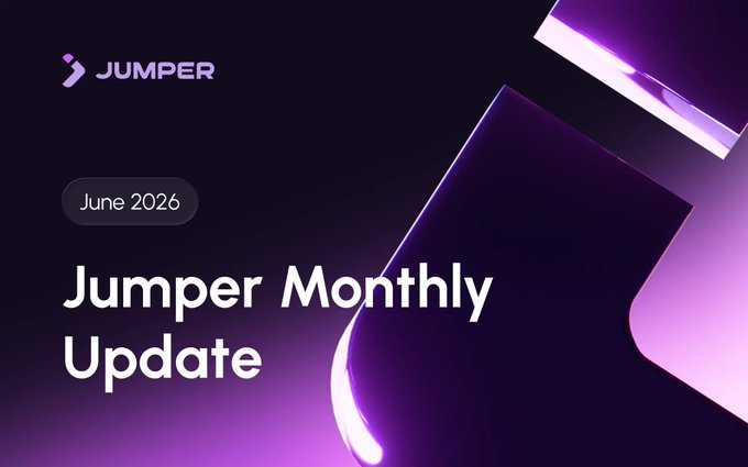 A promotional graphic titled 'Jumper Monthly Update' dated June 2026, featuring the Jumper logo against a dark purple background with glowing accents.