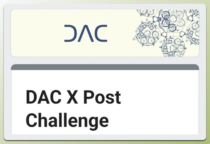 Banner for 'DAC X Post Challenge' with the DAC logo and a stylized blue Illustration of interconnected figures in the upper right corner.