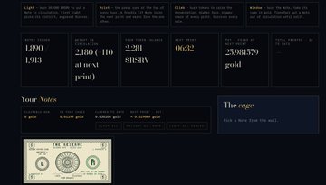 The image displays a dark-themed stats page tracking parody crypto metrics for "RH Coin," prominently featuring a 35% dip and 1890 LSD/1913 numbers alongside user votes and a "The Reserve" panel. The playful dashboard—with tickers like MOOD, MASS, and the "The Reserve" branding—visually echoes the post's celebration of the fictional "The Reserve" project's successful community run.