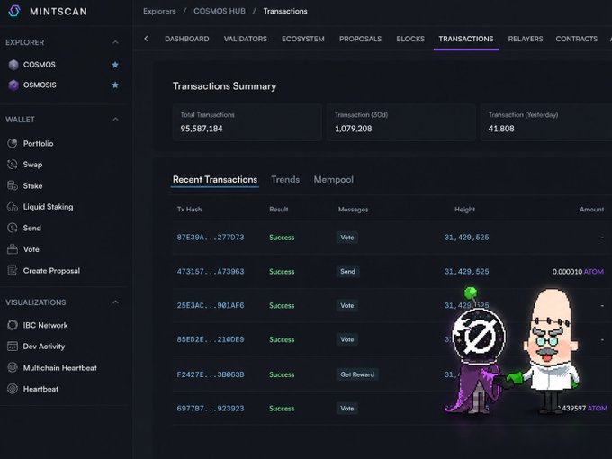 The image shows a computer screen displaying a detailed account of transactions, including the names of the parties involved, amounts, and dates. There are two characters depicted in the image - one dressed as a scientist wearing a lab coat and glasses, and another character dressed as a businessman with a suit and tie. The scientists appear to be interested in the transactions taking place on the screen, possibly discussing or analyzing the data displayed.