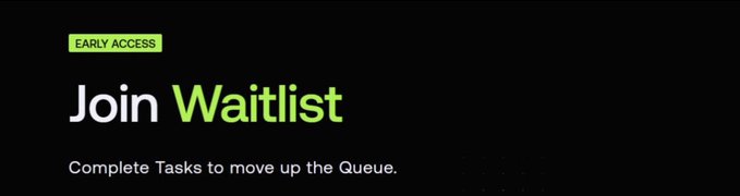 A "Join Waitlist" banner with an "EARLY ACCESS" tag and the text "Complete Tasks to move up the Queue," indicating users can move up in line to gain early access, likely referring to the Aster project mentioned in the post.
