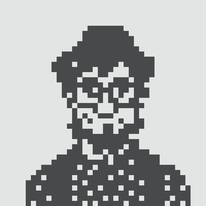 The image features a black and white portrait of a person wearing glasses, with their face obscured by a patterned shirt. The person appears to be a character from a video game or digital art piece, as indicated by the text "NORIE #735" in the corner. The image also includes a caption that reads "NORIE #735 Bought for 0.399 ETH from 0x67a3...c682 to 0x378f...", suggesting that this character is being sold online or through an auction site.