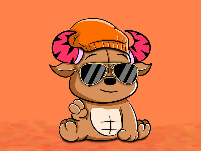 A digital illustration of a cartoonish brown bear character wearing an orange beanie and sunglasses, sitting against a solid orange background.