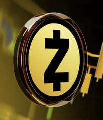 The image displays a glowing yellow circular emblem featuring the distinctive "Z" symbol of Zcash (ZEC), the privacy-focused cryptocurrency. The illuminated logo visually reinforces the post's headline announcing ZEC's price milestone of surpassing $1,350.