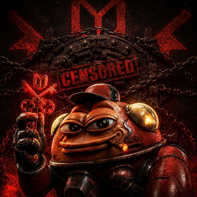 The image features a robot with a red body that has been rendered in a realistic style. The robot appears to be holding a key or a lock, which could potentially be a symbol of access or control over certain areas. The background of the image is dark and filled with red and black elements, giving it an intense and mysterious atmosphere. There are also some text elements present in the image that read "$TACHI" and "$TACHI is evolving into the desktop hub that turns Venice (now nearly fully private via TEE) into a truly sovereign AI agent - local, uncensored, hardware-private, and on-chain." This suggests that the robot might be a part of an AI system designed to monitor and control various aspects of the city.