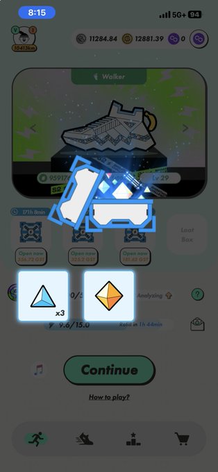 iphone screen displays a game interface with a blue triangle, white diamond, and orange triangle, accompanied by text instructions for gameplay.