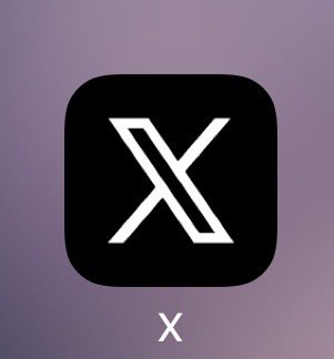The X (formerly Twitter) social media app icon (a black square with a white X) on a purple background.