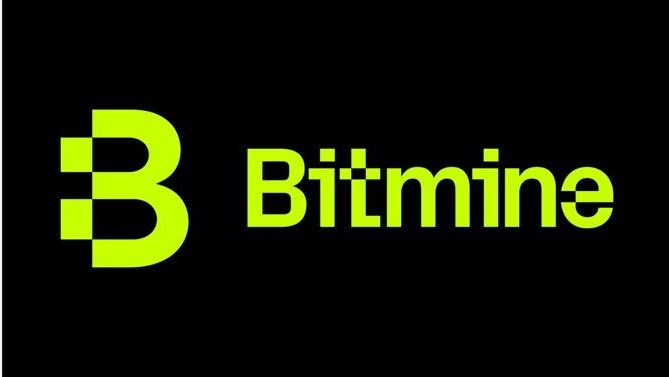 The image displays the BitMine logo in bright green against a black background, featuring a stylized "B" icon with horizontal stripes next to the "Bitmine" wordmark.

This logo relates to the accompanying post about BitMine's 8-K filing, serving as the company's branding for content discussing their ETH purchase volume and MNAV (Market Net Asset Value) status during the Chuseok holiday break.