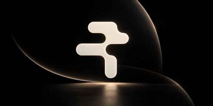 A glowing stylized "F" logo (stylized for "Rialo") floats in a dark, atmospheric space with curved metallic shapes and soft lighting. The luminous emblem visually represents the RialoHQ community referenced in the post, with the golden glow symbolizing the "early build" and quiet, steady contribution described by the contributor.