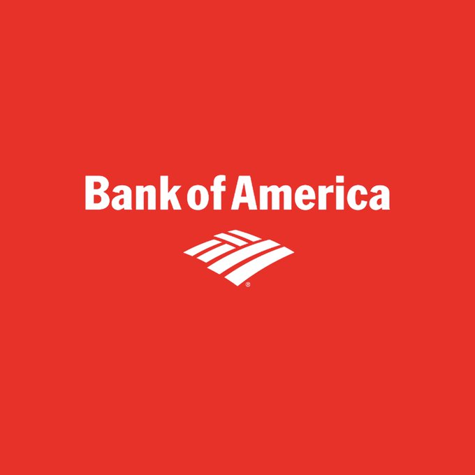 Bank of America logo displayed in white text on a red background.