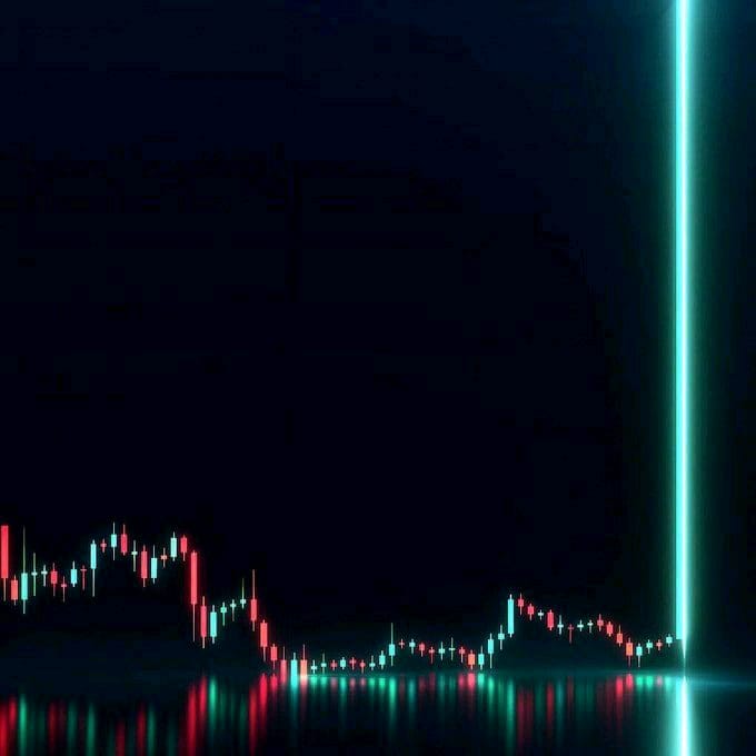 A dark-themed candlestick chart showing volatile price action with a massive vertical green/cyan spike on the right, symbolizing the explosive breakout being hyped in the post about the next big memecoin bull run.
