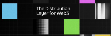 The image displays the text "The Distribution Layer for Web3" against a black background with colorful geometric blocks (blue, magenta, silver, and yellow), visually reinforcing the post's theme by framing Iron Allies as a foundational, infrastructure-focused Web3 community that goes beyond hype to deliver lasting distribution and engagement.
