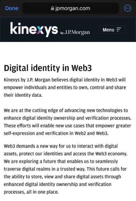 The image features a screenshot of an article from the Kinesxys website, which is displayed on a phone screen. The post focuses on digital identity, specifically about the integration of a new technology called Ripple Ledger with web3 protocols. This integration will be beneficial for companies as it enhances identity ownership and enables easier access to digital assets through self-expression and verification processes in Web3 and Web3. It also allows them to share these digital identities across various platforms.