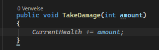 The image presents a meme of two black lines with a floating blue dot, positioned above a text box that reads "0 Verweise public void takedamage(int amount)", giving off an air of humor as it appears to be telling its own joke. In this context, there is also information about the current health status of a person, represented by the text "CurrentHealthy (+)", indicating they are in good shape. The visual composition emphasizes the idea that despite the focus being on personal health and well-being, it's still important to stay informed about global events or concerns such as politics or economic trends.