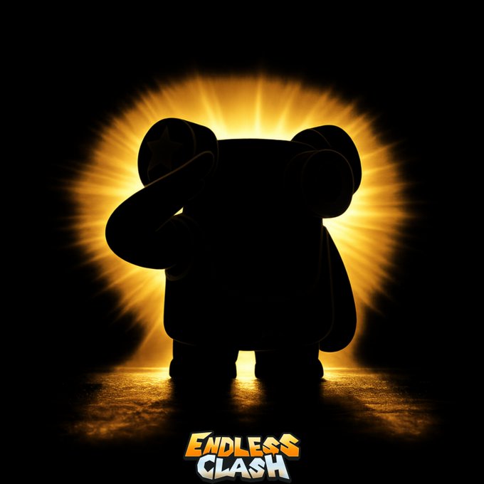 The #WEB3 #GameFi game #EndlessClash is launching in Nigeria within 5 days, as teased by this shadowy figure and the game's logo. The image, with its bright halo and silhouette, hints at an exciting reveal or the unveiling of a new character.